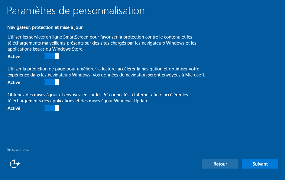 Installer Windows 10 - Paramètres de personnalisation 3